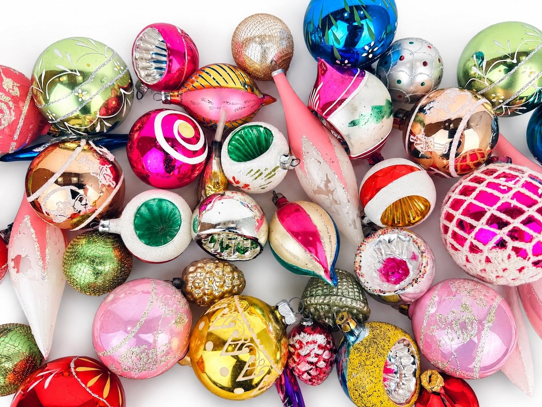 【misen2014さま】vintage✵ 硝子リースとキャンドルのオーナメント Vintage Assorted Glass Christmas Tree Ornaments - Sets Sold