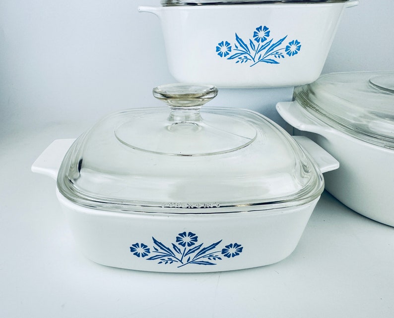 Vintage Blue Cornflower Corning Ware Lidded Casserole Dishes Made In Canada Sold Separately image 2