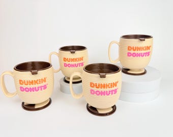 Vintage jaren 80 beige bruine plastic Dunkin Donuts mok koffiekopje - elk afzonderlijk verkrijgbaar