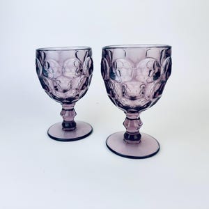 Vintage Plum Purple &#39;Fostoria&#39; Moonstone Glasses - Set Of Two (2)