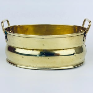 Vintage Brass Oval Handled Planter