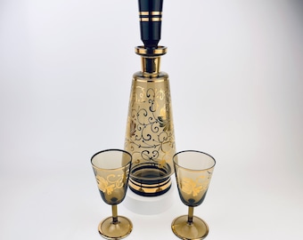 豪華なヴィンテージボヘミアンカットクリスタルデキャンタセット