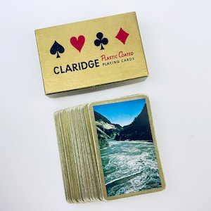 Cartes à jouer vintage CLARIDGE plastifiées - Hells Gate - Image de la Colombie-Britannique du canyon du Fraser - Fabriqué au Canada