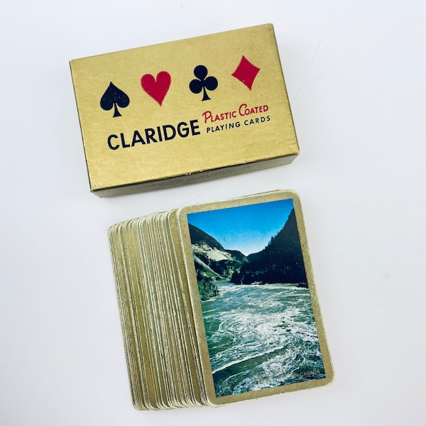 Vintage CLARIDGE Plastic Coated Playing Cards - Hells Gate - Fraser Canyon British Columbia Image - Made In Canada