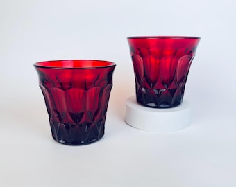 Vintage robijnrode zwaar geperste bril - Set van twee (2) - 'Perspective' van Noritake - Made in Japan