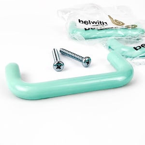Puxador horizontal de gaveta vintage em plástico azul-petróleo dos anos 90 – Belwith Canada Hardware (NOS)