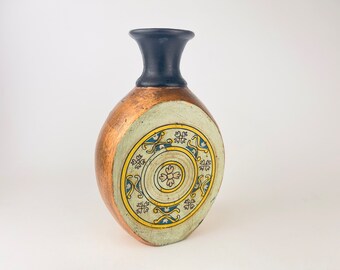 ヴィンテージ　花柄装飾の陶器瓶 ヴィンテージ 花柄装飾の陶器瓶 和風女性と花模様の陶器瓶 【公式通販】