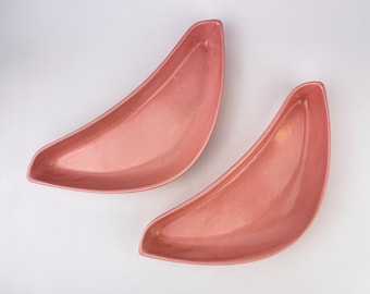 Vintage 1950s Pink Boomerang Dishes – Santa Anita Ware California MCM Atomic Ceramic Tray Set