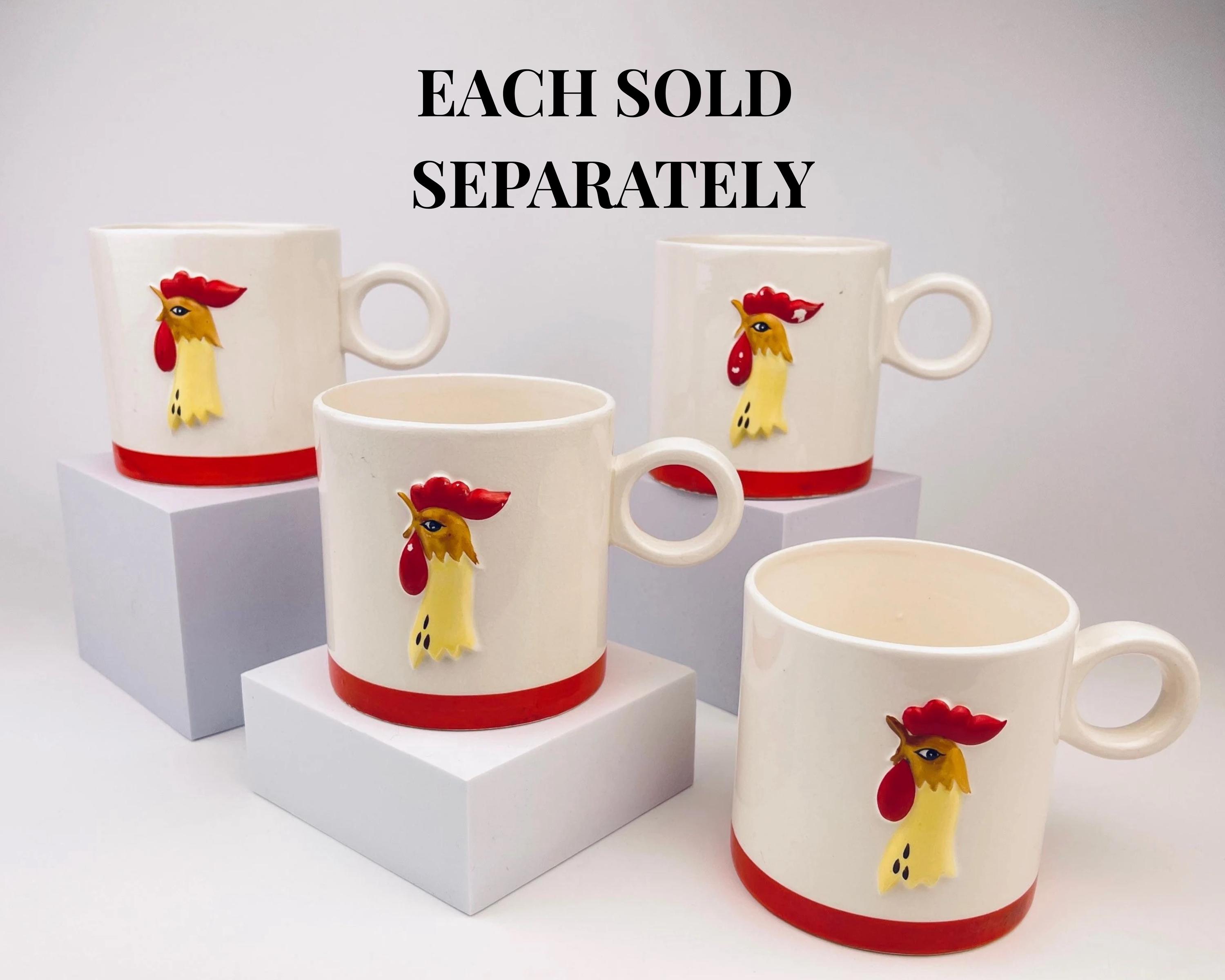 Vintage 'holt Howard' Hand Painted Rooster Ceramic Coffee Mugs