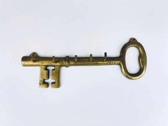 Vintage Wall Mounted Brass Key Holder Five Hooks Etsy Norway