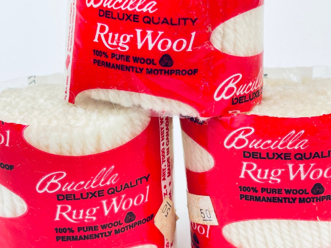 Vintage Beige Wool Rug Yarn Bucilla Deluxe Quality 100 Pure Wool