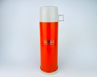 Vintage Bright Orange Plastic Thermos - Insulated/Vacuum Sealed Jar - Model #24F - Made In Canada