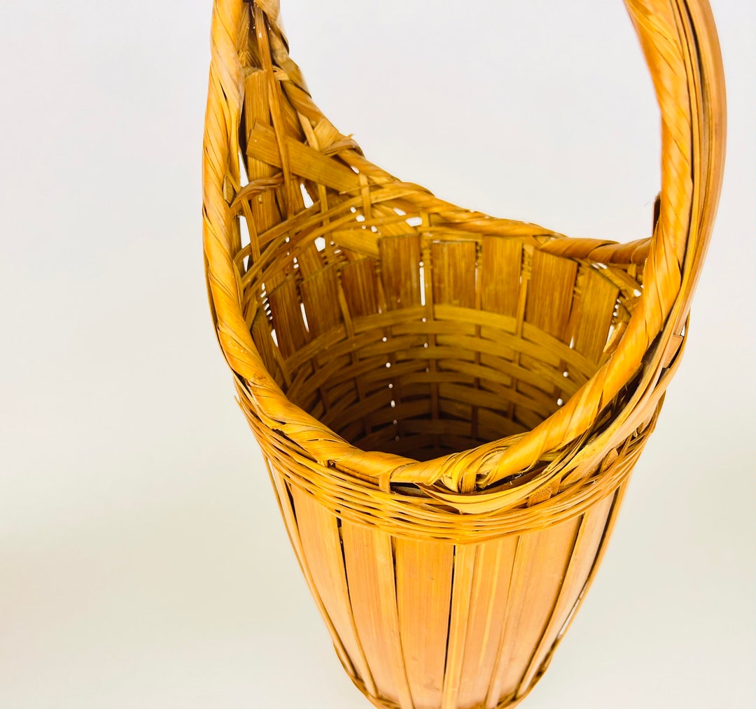 Vintage Tall Wicker Basket Pedestal Base Handle Wine Etsy Canada