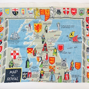 Vintage Map Of Royal Britain Tea Towel - All Pure Linen - Made In Ireland