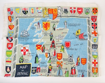 Vintage Map Of Royal Britain Tea Towel - All Pure Linen - Made In Ireland