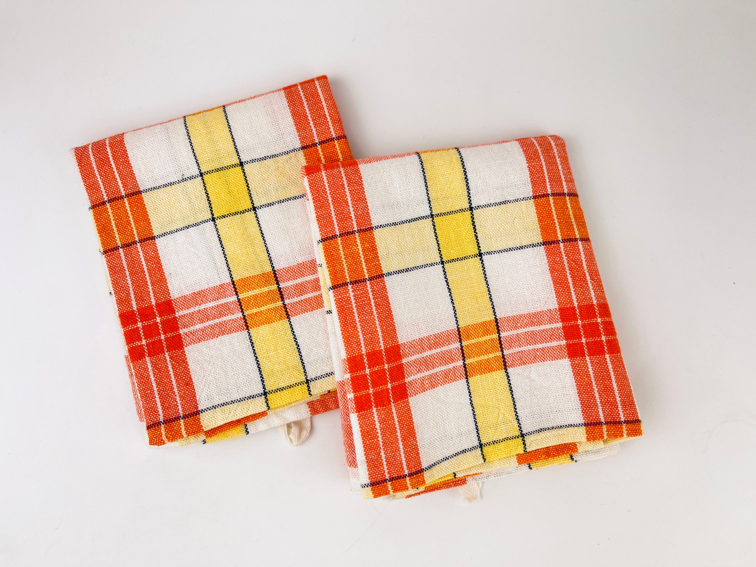 Hanging Dish Towel, Kitchen Towel, Hand Towel With Header and Loop, Cotton  Red Plaid Stripes Towels, 