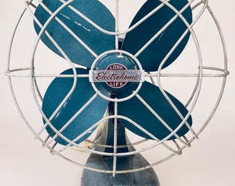 Vintage Electrohome Long Life 11" Cage Fan - Rustic Industrial Decor - Attractive Aged Metal Patina - Model #511060H3 - Dominion Electrohome