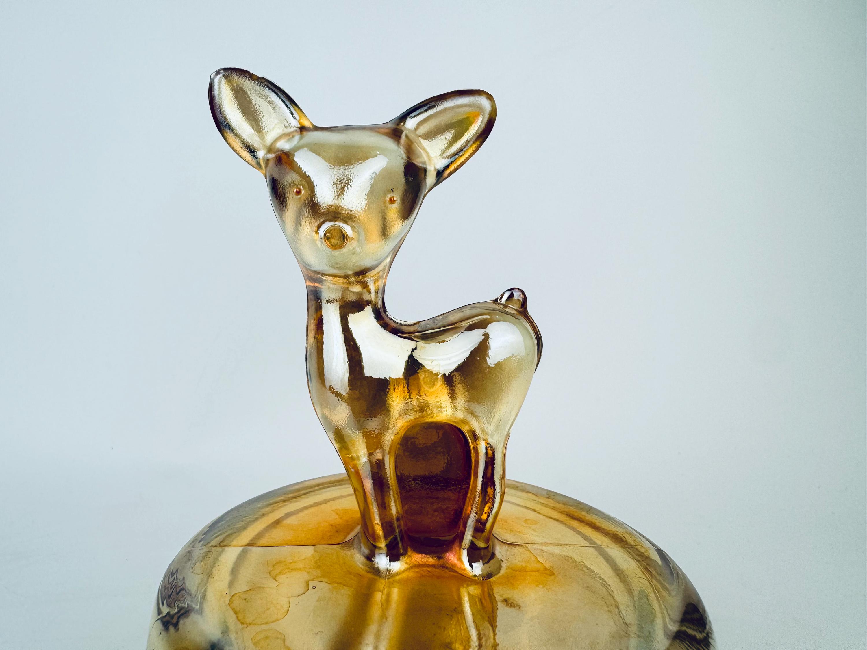 Vintage 1940s Jeannette Marigold Carnival Glass Trinket Box