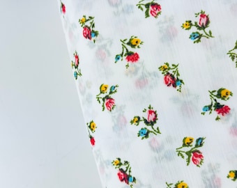 Halbschieres Polyestergewebe mit Vintage-Blumenstrauß-Druck - 45 "x 106"