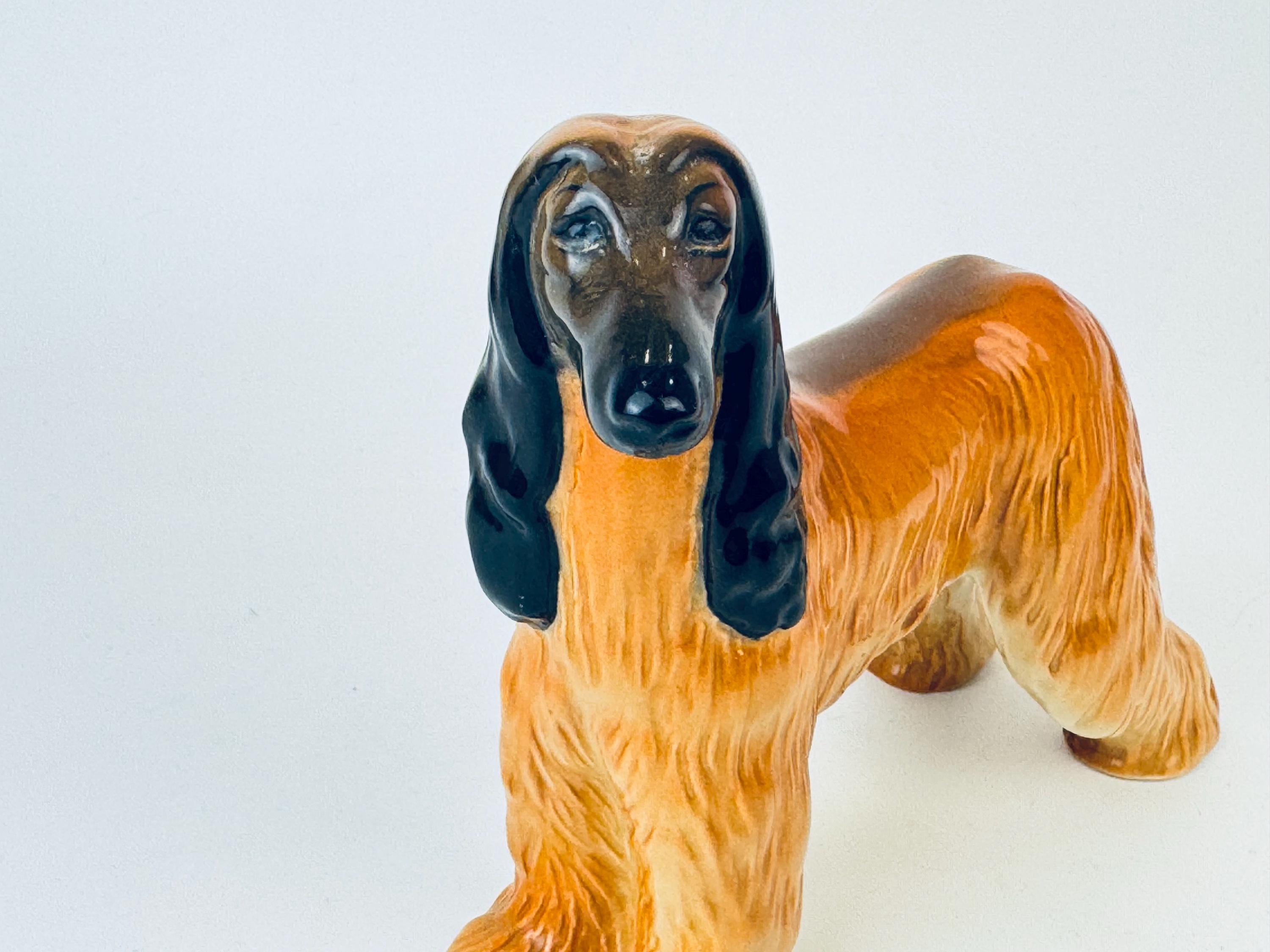 ヴィンテージ アフガンハウンド 磁器製 犬置物 - イギリス