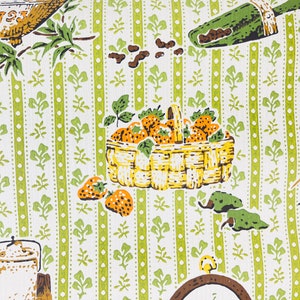 Papier peint cuisine vintage beige vert kitchy légèrement texturé papier de projet artisanal vintage matériau upcycle image 1