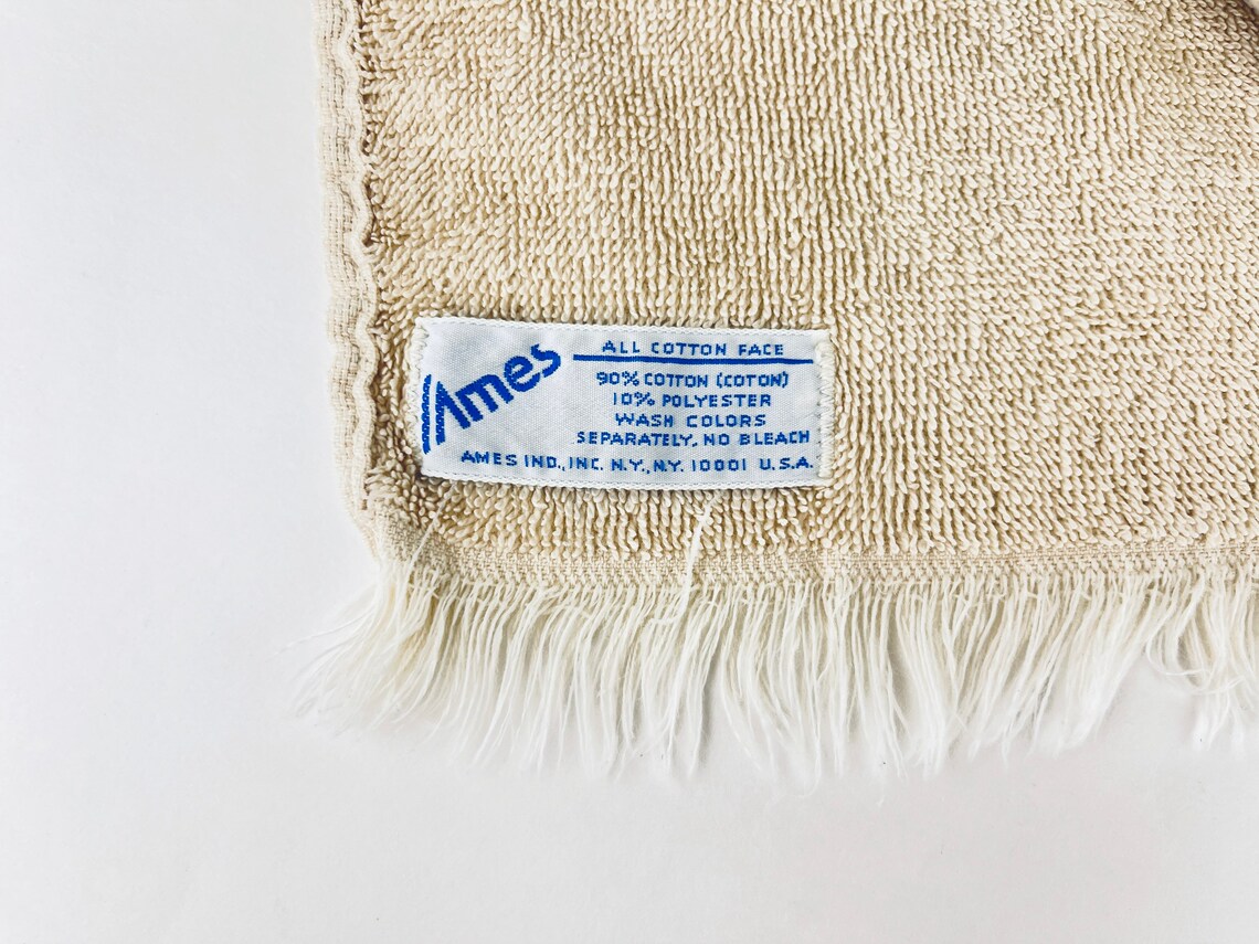 Vintage/Retro Ames Rectangular Beige Hand/Fingertip Towel Etsy