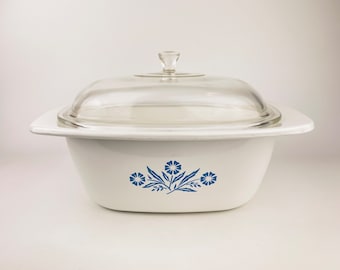 Vintage Blue Cornflower Corning Ware Dutch Oven - Made In Canada - P-34-B (4 Quart/16 Cup)