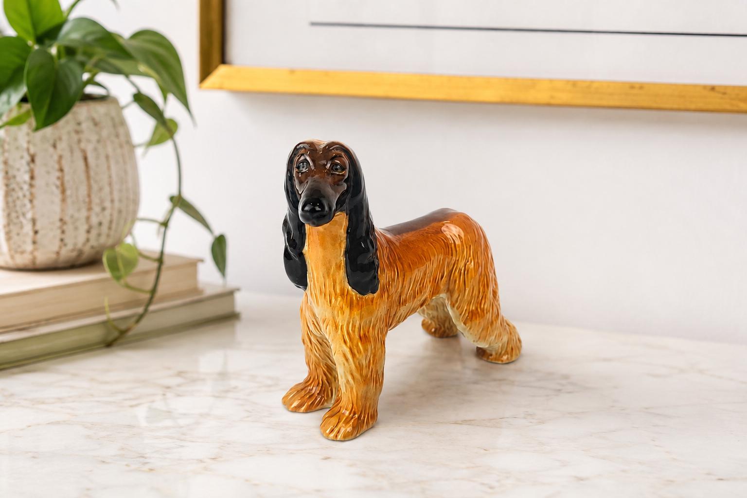 ヴィンテージ アフガンハウンド 磁器製 犬置物 - イギリス