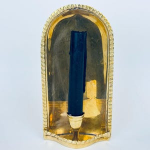 Vintage 1970s Solid Brass Wall Sconce - Gold Candlestick Holder - Mid‑Century Decor - Wall Candle Light