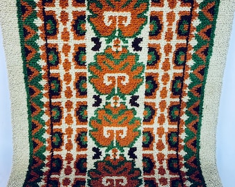 Tapiz geométrico vintage hecho a mano con gancho de pestillo - Para colgar en la pared - 76 x 109 cm