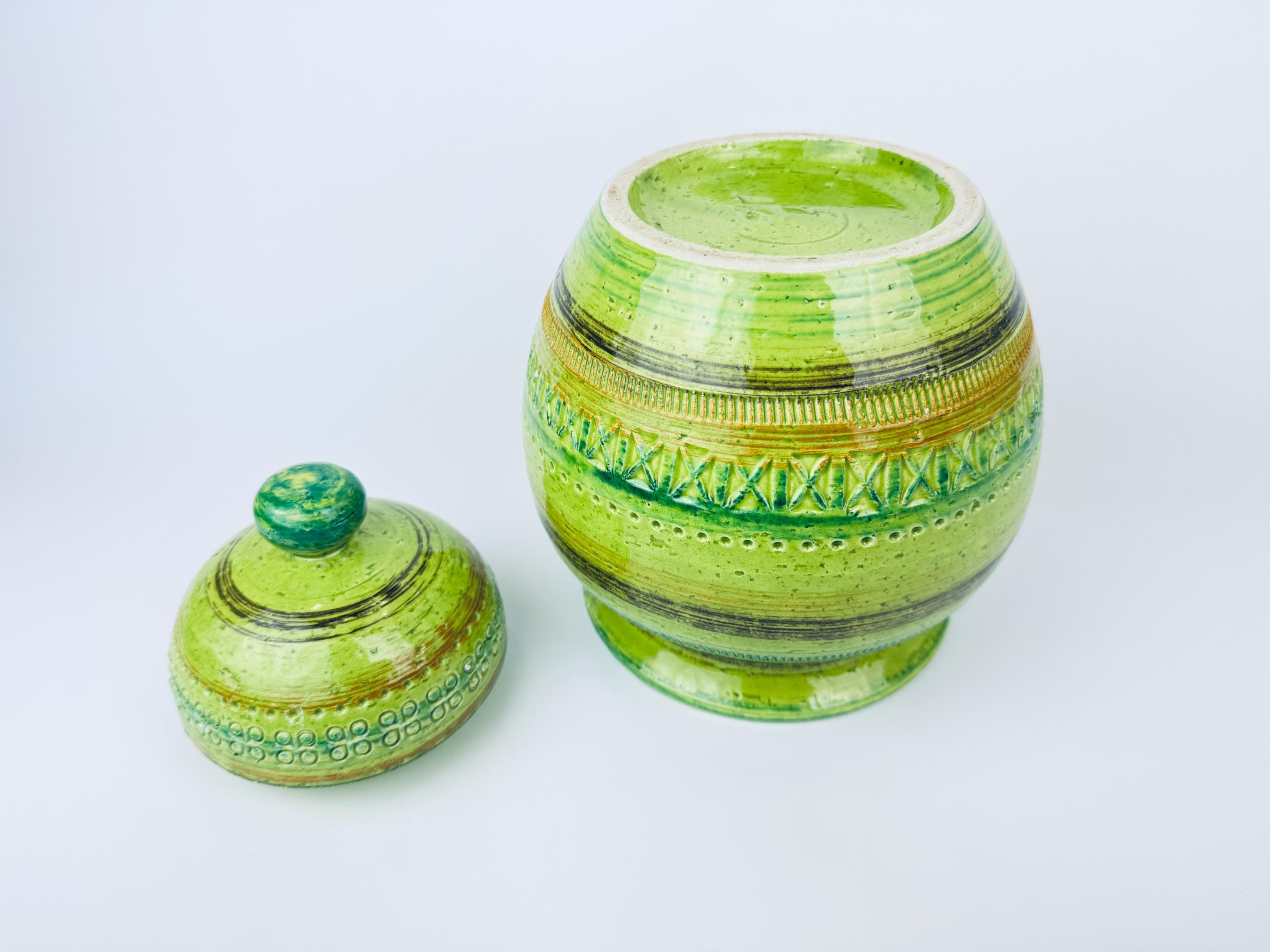 Bitossi「Green Garden」シリーズ 羊　陶器製 '80 Vintage & Rare Aldo Londi 'bitossi' Green 'sgraffito' Lidded Jar