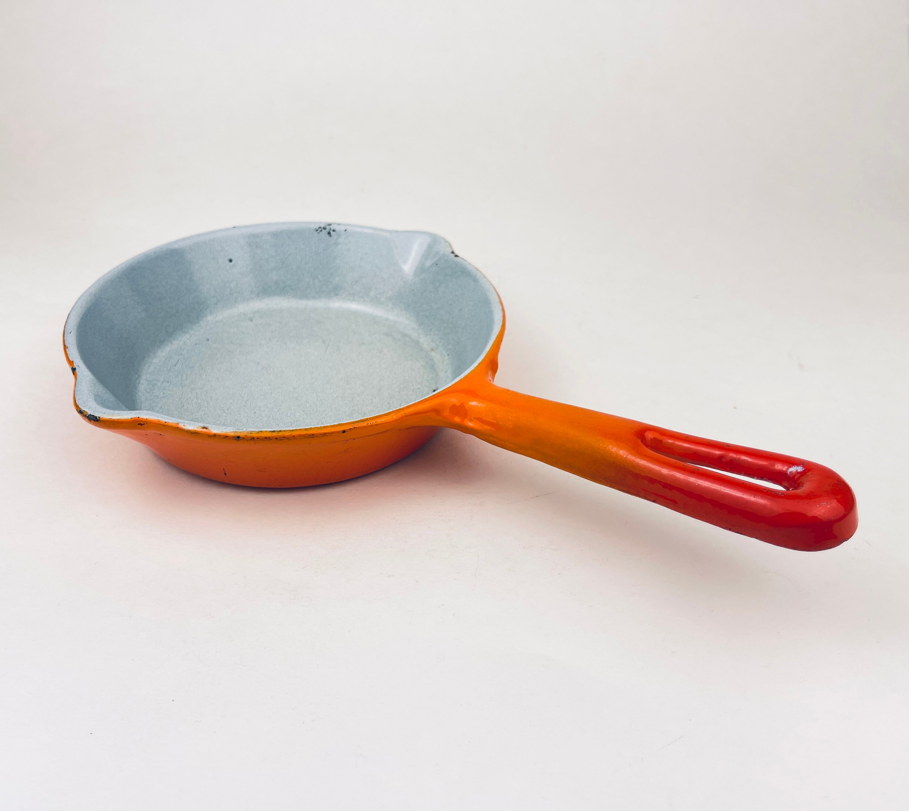 Vintage 'levcoware' Ombre Orange Porcelain Enamelled Cast Iron
