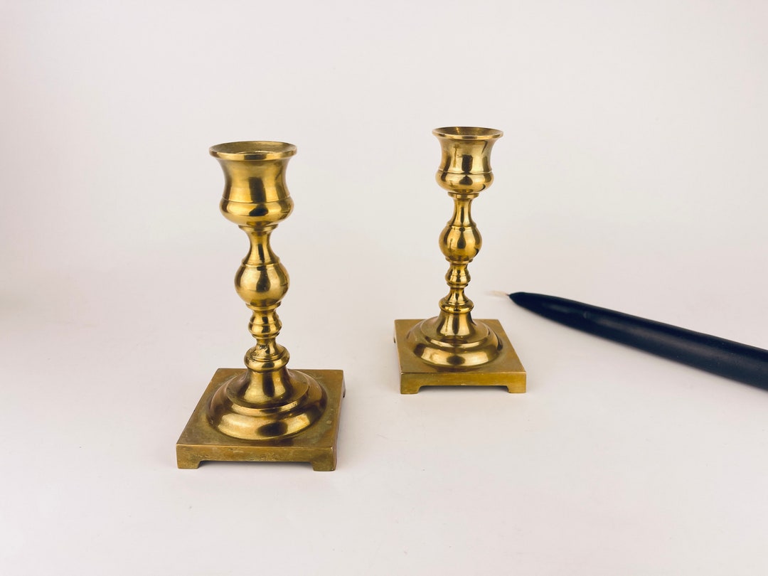 Vintage Brass Candlestick Holders Set of Two 2 Made in Hong Kong ...