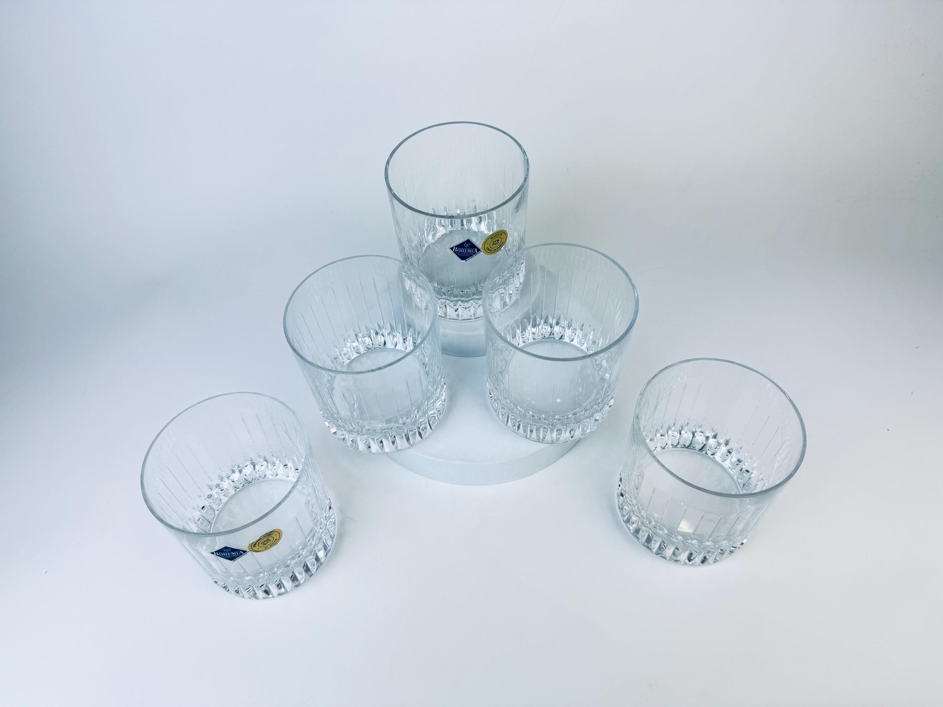 Vintage 'JIHLAVSKÉ SKLÁRNY' Bohemia Crystal Lowball Glasses - Set