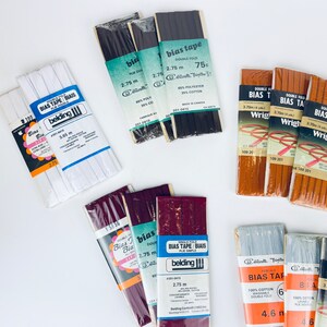 Vintage Schrägband - Verschiedene Farben + Breiten - Made In Canada/USA - New Old Stock (NOS) - Polyester + Baumwollmischung Bild 2