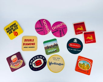 Vintage English/German 'Beer' Bar Coasters - Beer/Cocktail Mat - Sold Separately