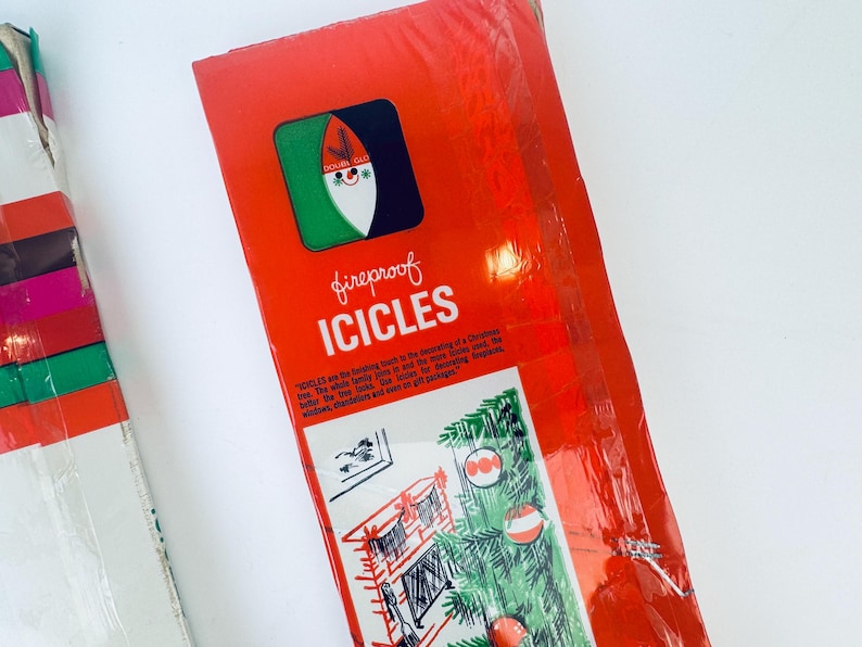 Vintage Flameproof Silver Christmas Tree icicles Tinsel Strands Made in