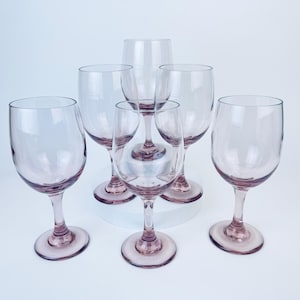 Vintage Plum Purple &#39;Libbey&#39; Wine Glasses - Set Of Six (6)