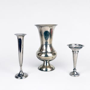 Vintage Curated & Assorted Silver Vases - Centrepiece Wedding Floral Arrangements image 6