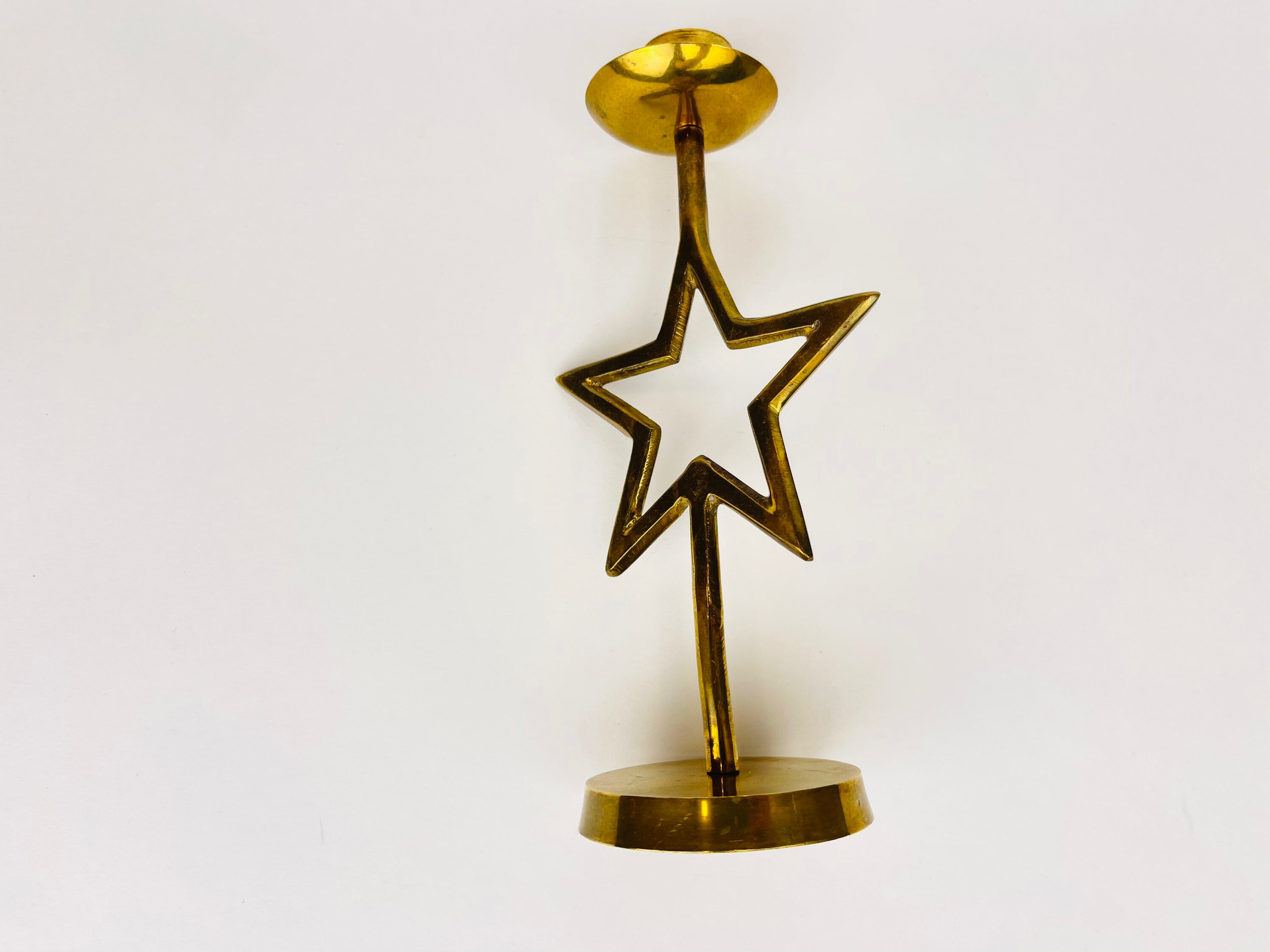 Vintage Brass Star Candle Stick Holder Etsy