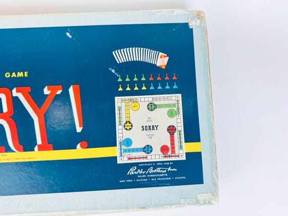 Vintage 1950s Sorry! Board Game — Canadian Edition, Blue Box With