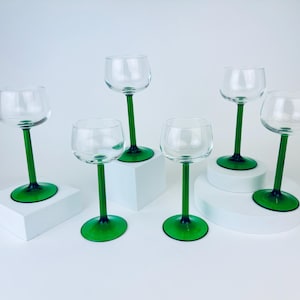Vintage &#39;Luminarc&#39; Emerald Green Stem Wine Glasses – Sets Sold Separately