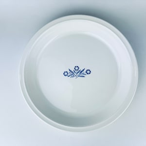 Vintage blauwe korenbloem Corning Ware 9-inch taartbord (#P309) - gemaakt in Canada