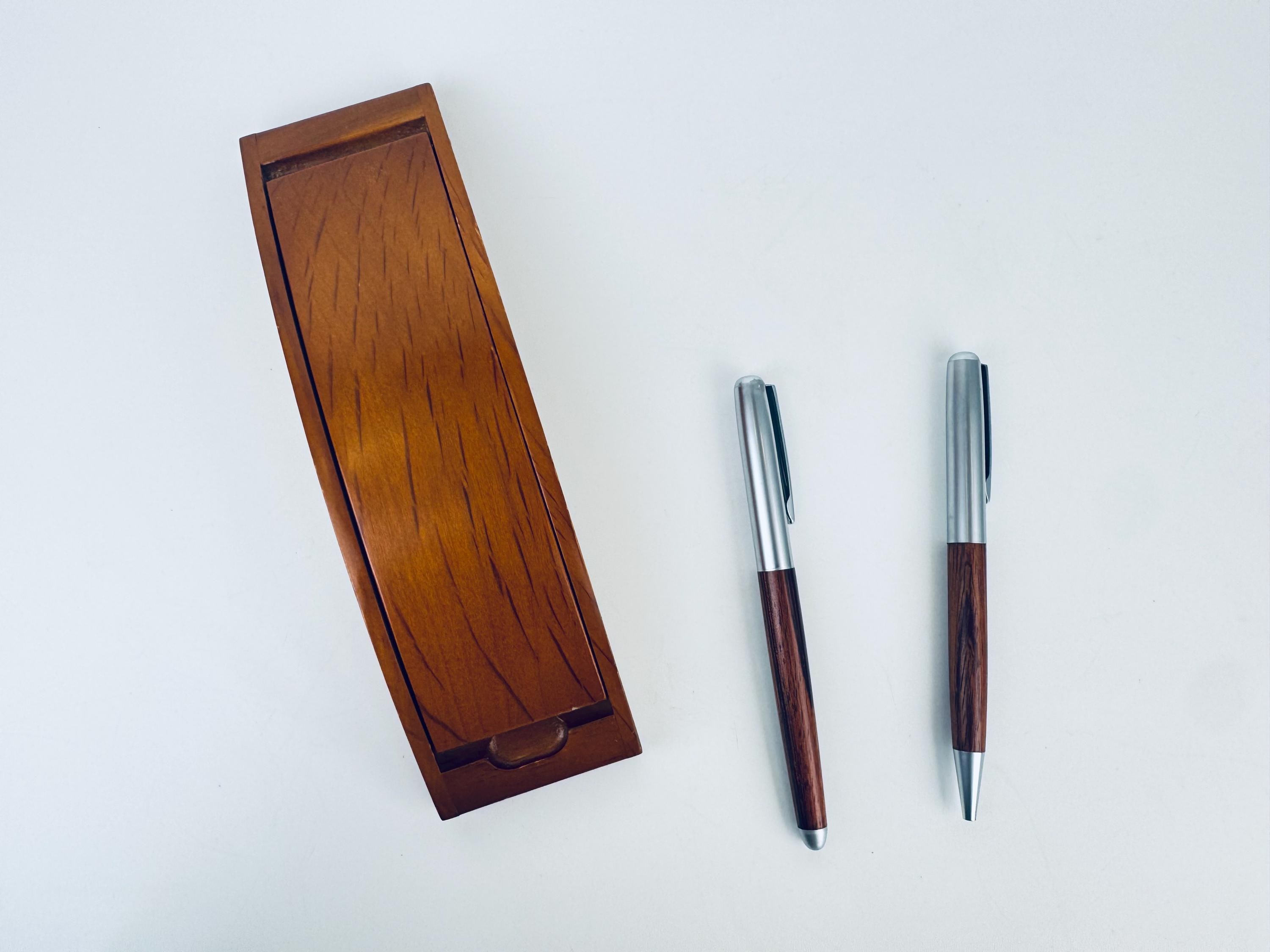 Vintage 1980s Faux Wood Pen & Pencil Set – Classic Executive Gift