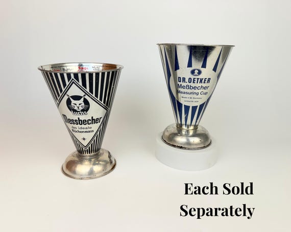 Vintage 1960s German Metal Measuring Cup - Dr. Oetker Meßbecher & Luchs Messbecher - Made in Germany - Each Sold Separately