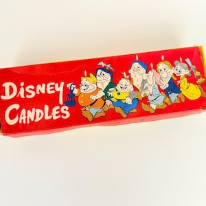 Vintage 1960s Disney Seven Dwarfs Wax Character Candles Boxed Decor Set