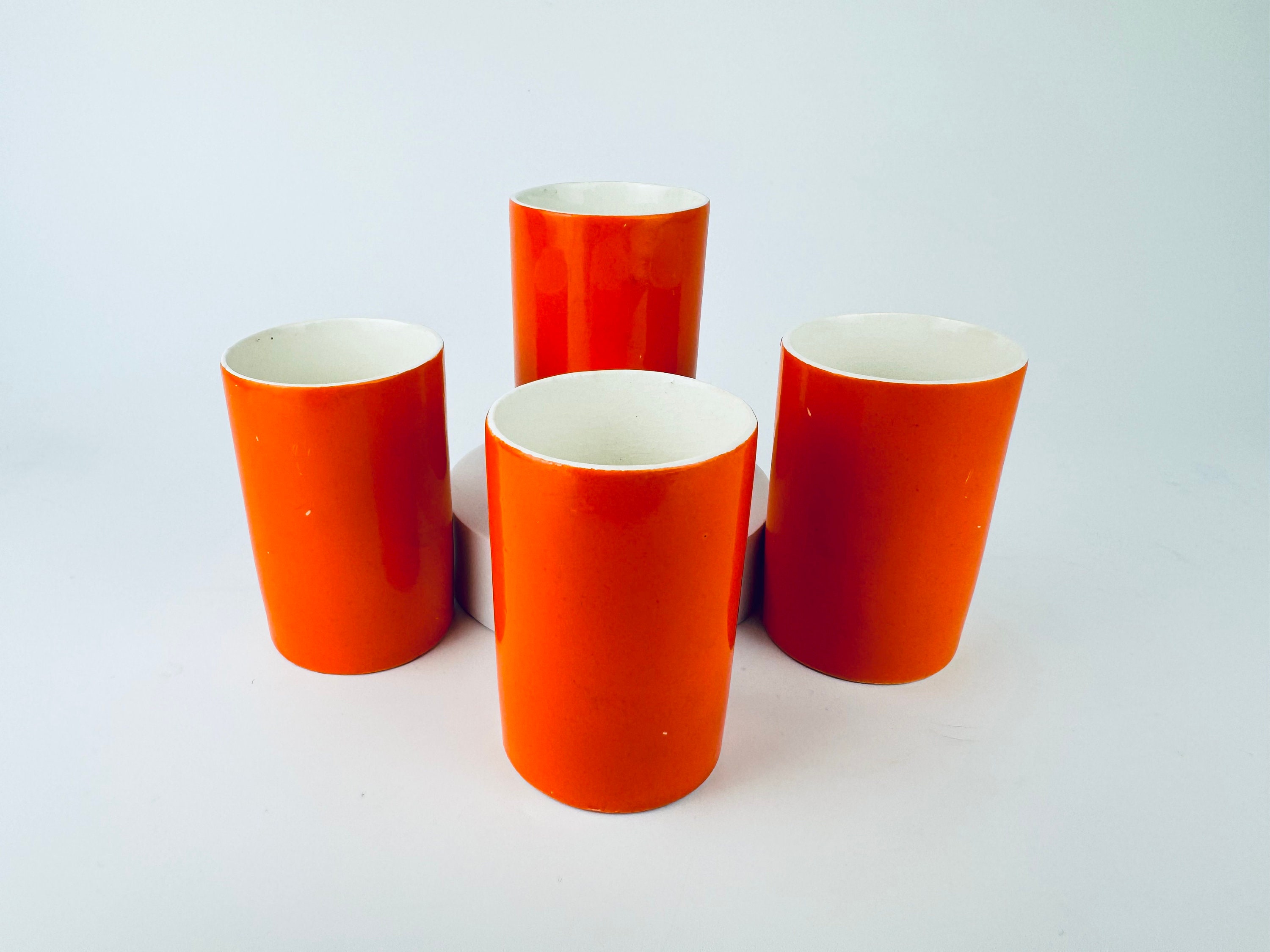 Vintage Holt Howard (1962) Hand Painted Bright Orange Ceramic Cup