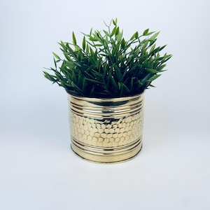 Vintage 6" Hammered Brass Indoor Planter Pot