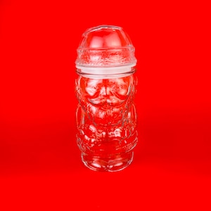 Vintage Textured Clear Glass Santa Jar - Air Tight - Made In Mexico - Christmas Baking Container - Candy Jar