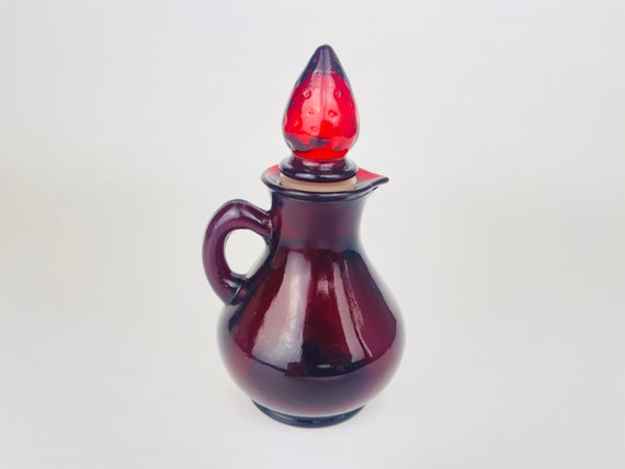 Vintage Ruby Red Avon Perfume Decanter - Strawber… - image 1